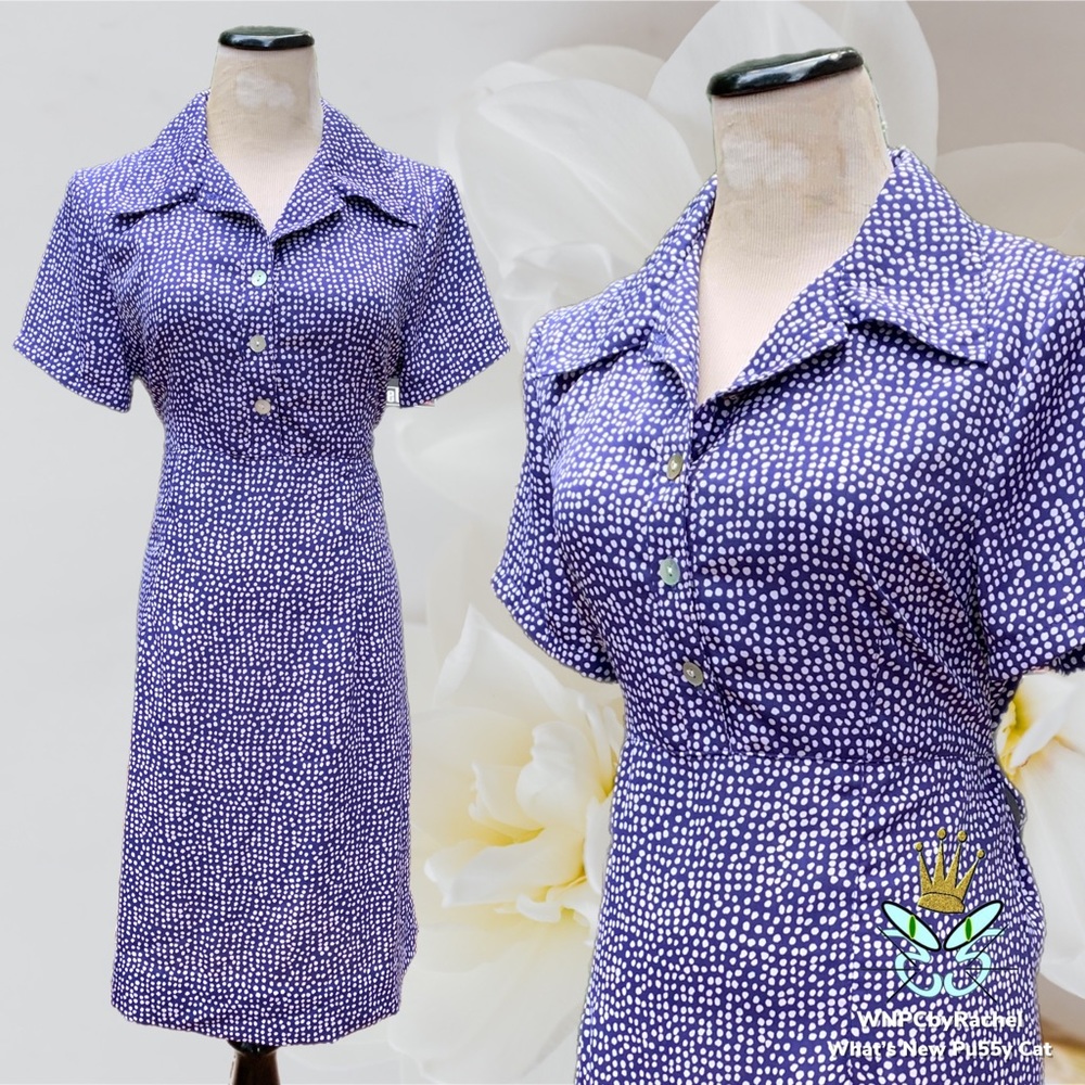 Norm Thompson Tie Back Polka Dot Dress, Medium Petite - Picture 3 of 10